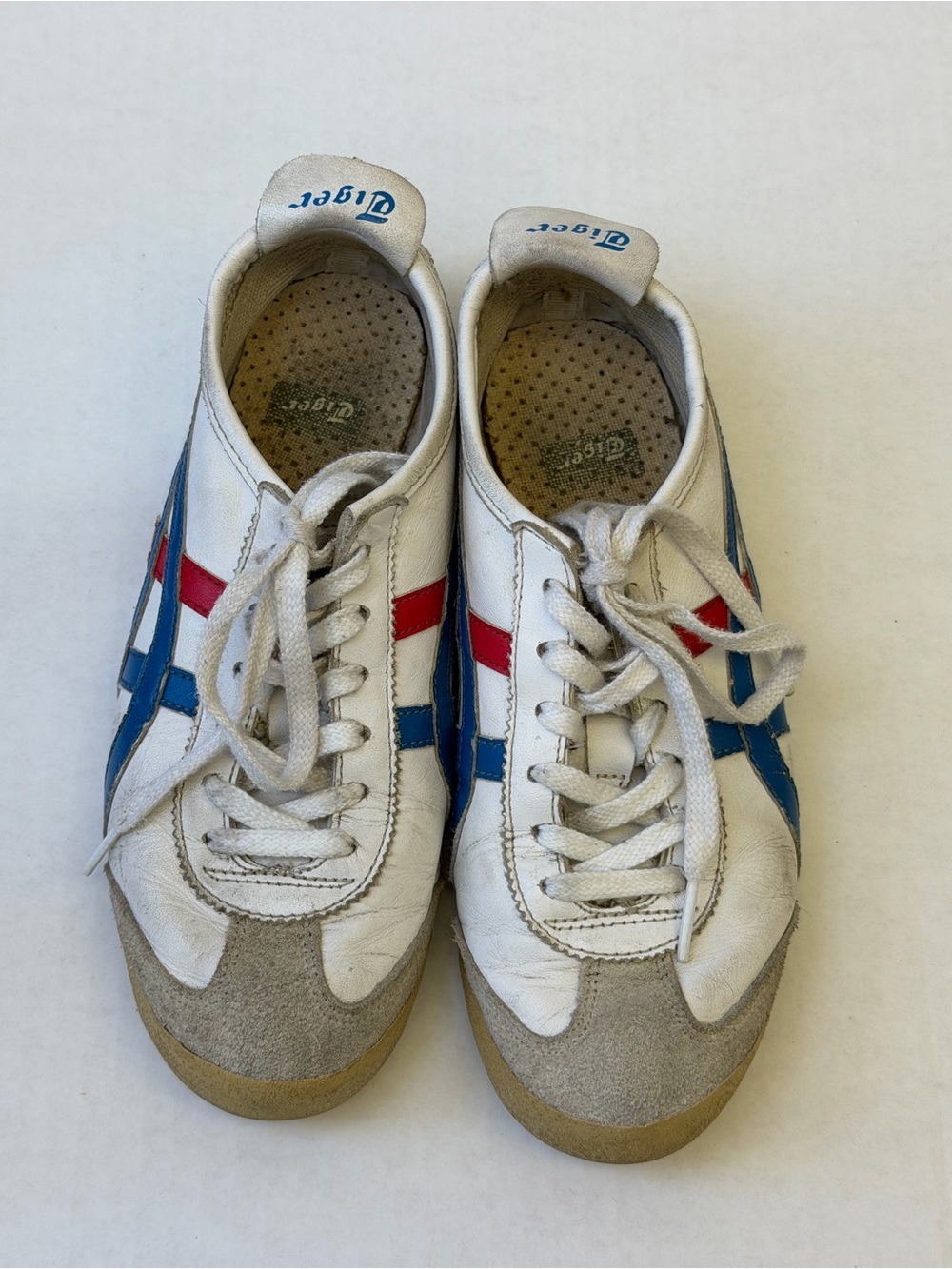 Onitsuka Tiger Mexico 66 White Blue Red Leather Sneakers DL408 Men 4.5 / Women 6